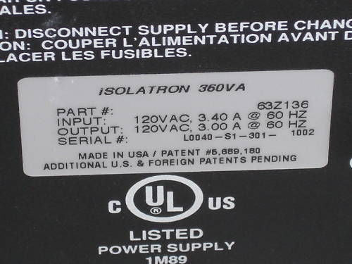 SOLA HEVI-DUTY ISOLATRON POWER SUPPLY 63Z136 *USED*