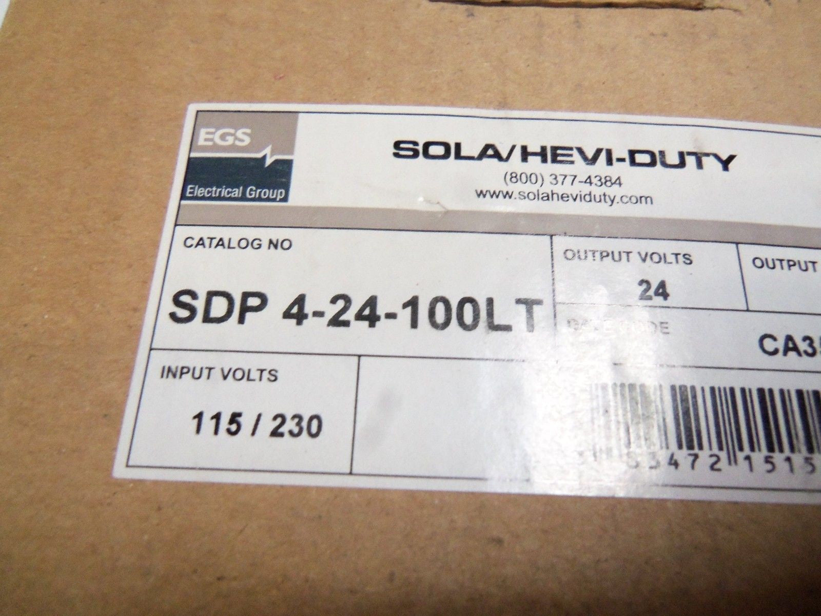 SOLA/HEVI-DUTY SDP 4-24-100LT POWER SUPPLY *NEW IN BOX*