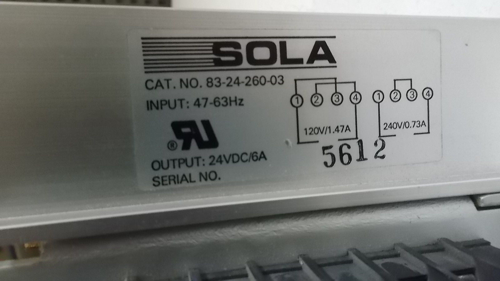 SOLA 83-24-260-03 POWER SUPPLY 120/240V 47-63Hz *USED*