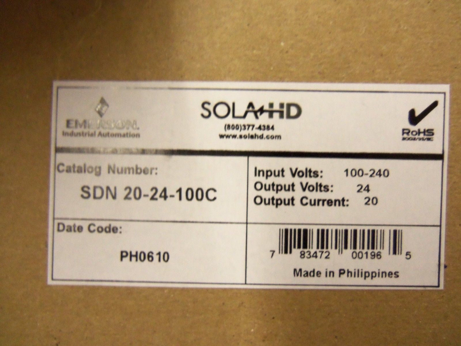 SOLA POWER SUPPLY SDN 20-24-1000 *NEW IN BOX*