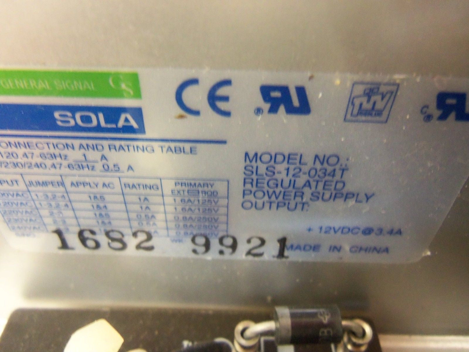 SOLA SLS-12-034T REGULATED POWER SUPPLY *NEW NO BOX*