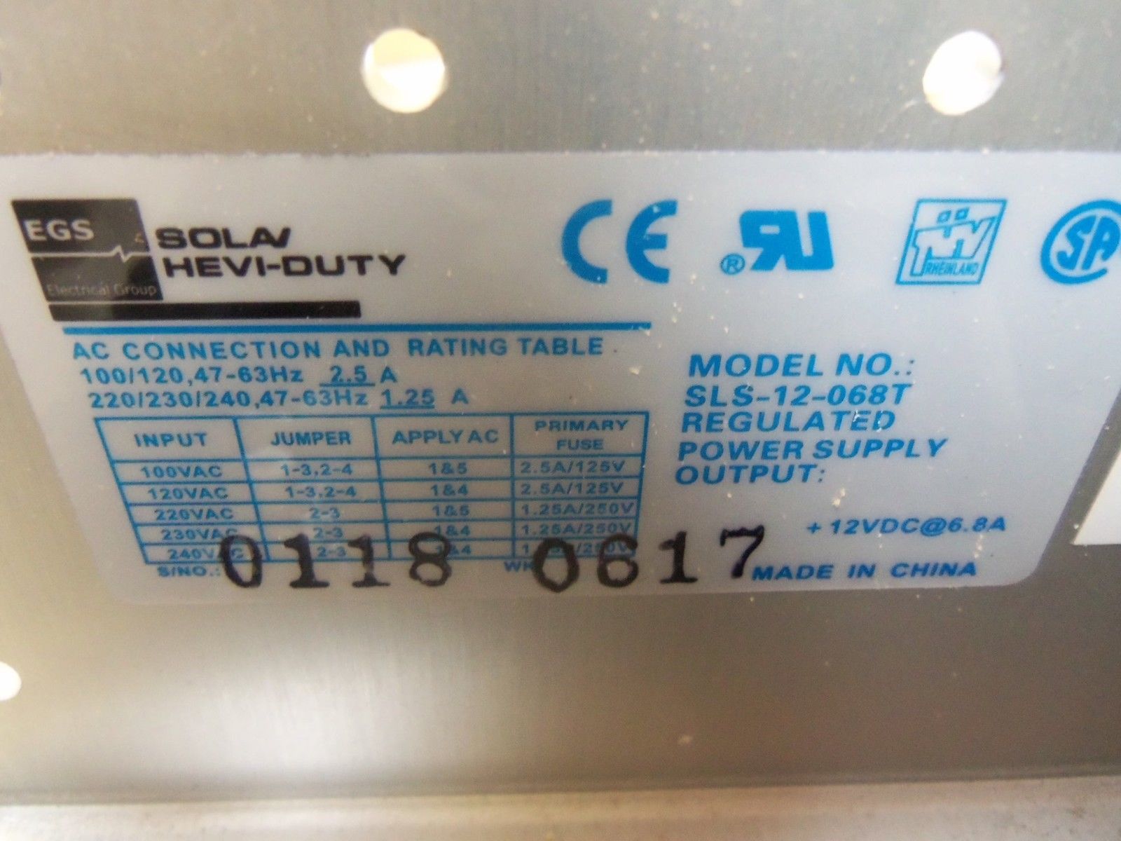 SOLA SLS-12-068T *USED*