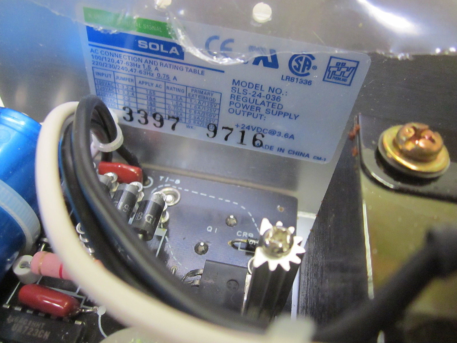 SOLA SLS-24-036 REGULATED POWER SUPPLY 3.6AMP 24VDC *NEW IN BOX*