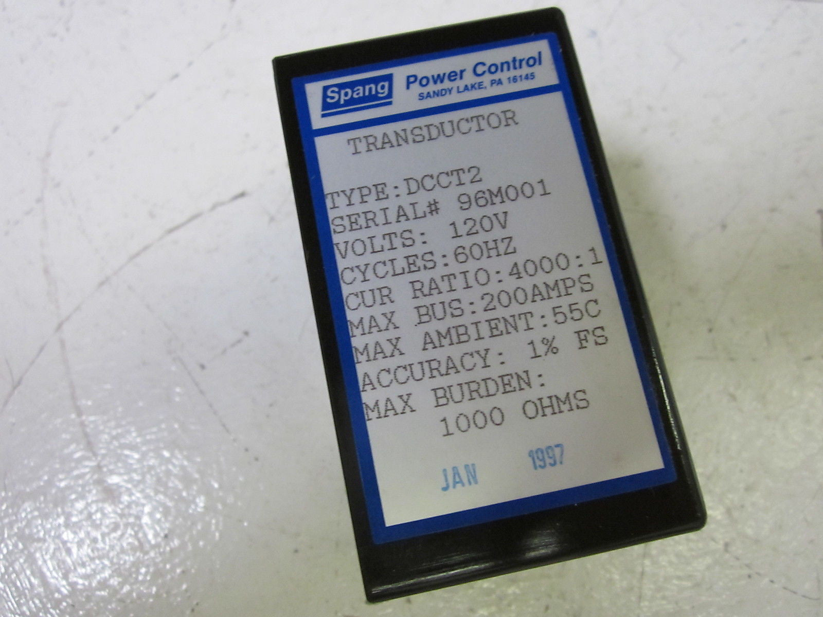 SPANG DCCT2 TRANSDUCER 200A 120V *USED*