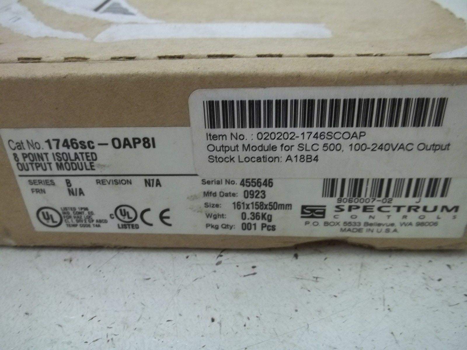 SPECTRUM 1746SC-OAP8I 8-POINT SER.B ISOLATED OUTPUT MODULE *NEW IN BOX*