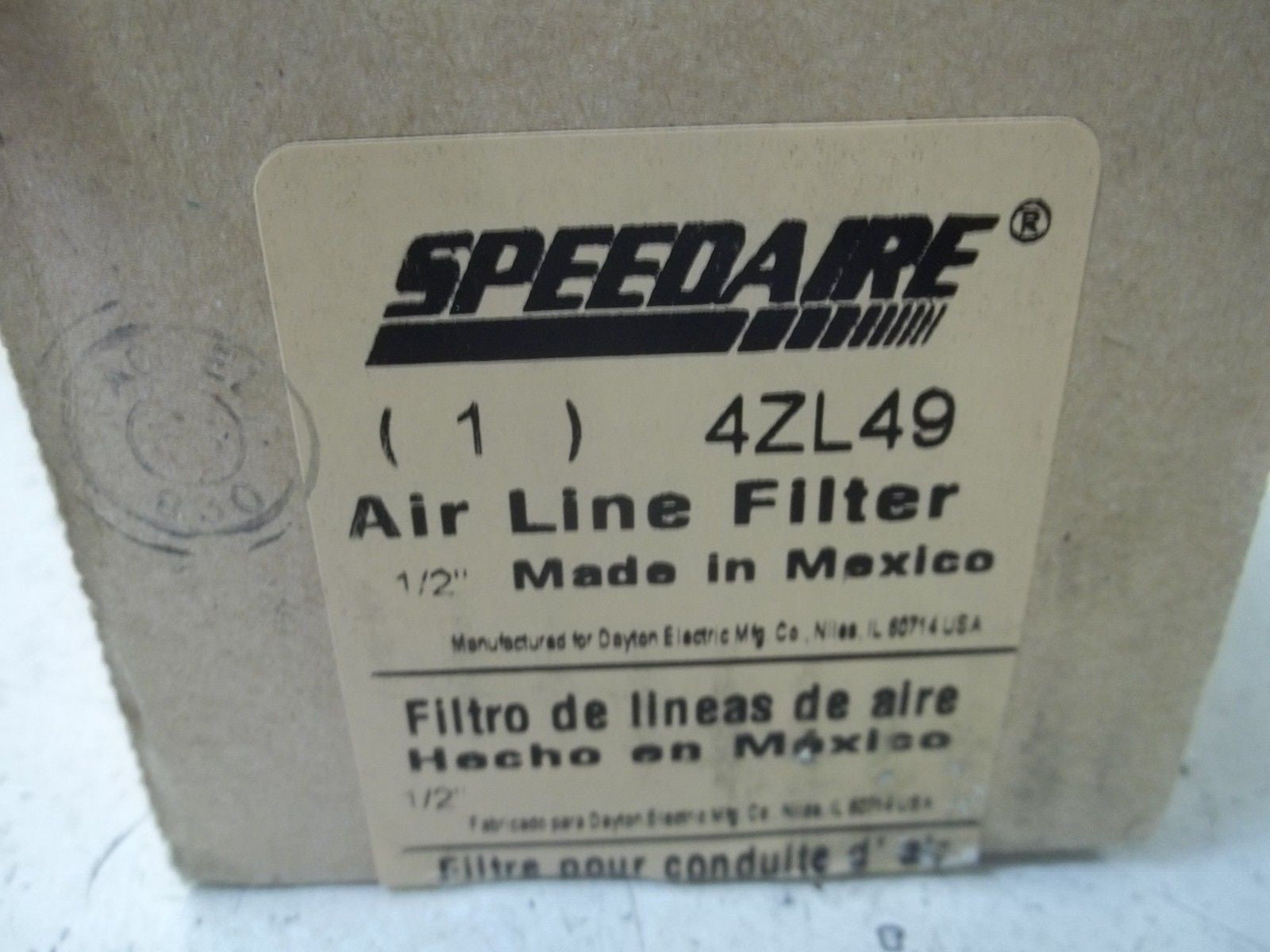 SPEEDAIRE 4ZL49 1/2" AIR LINE FILTER *NEW IN BOX*