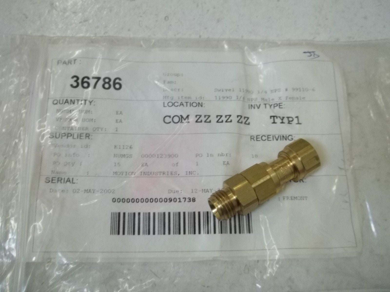 SPRAY SYSTEM CO. 11990-1/4-NPS SWIVEL *NEW NO BOX*