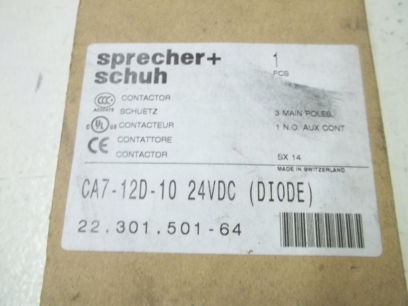 SPRECHER+SCHUH CA7-12D-10 24VDC CONTACTOR *NEW IN BOX*