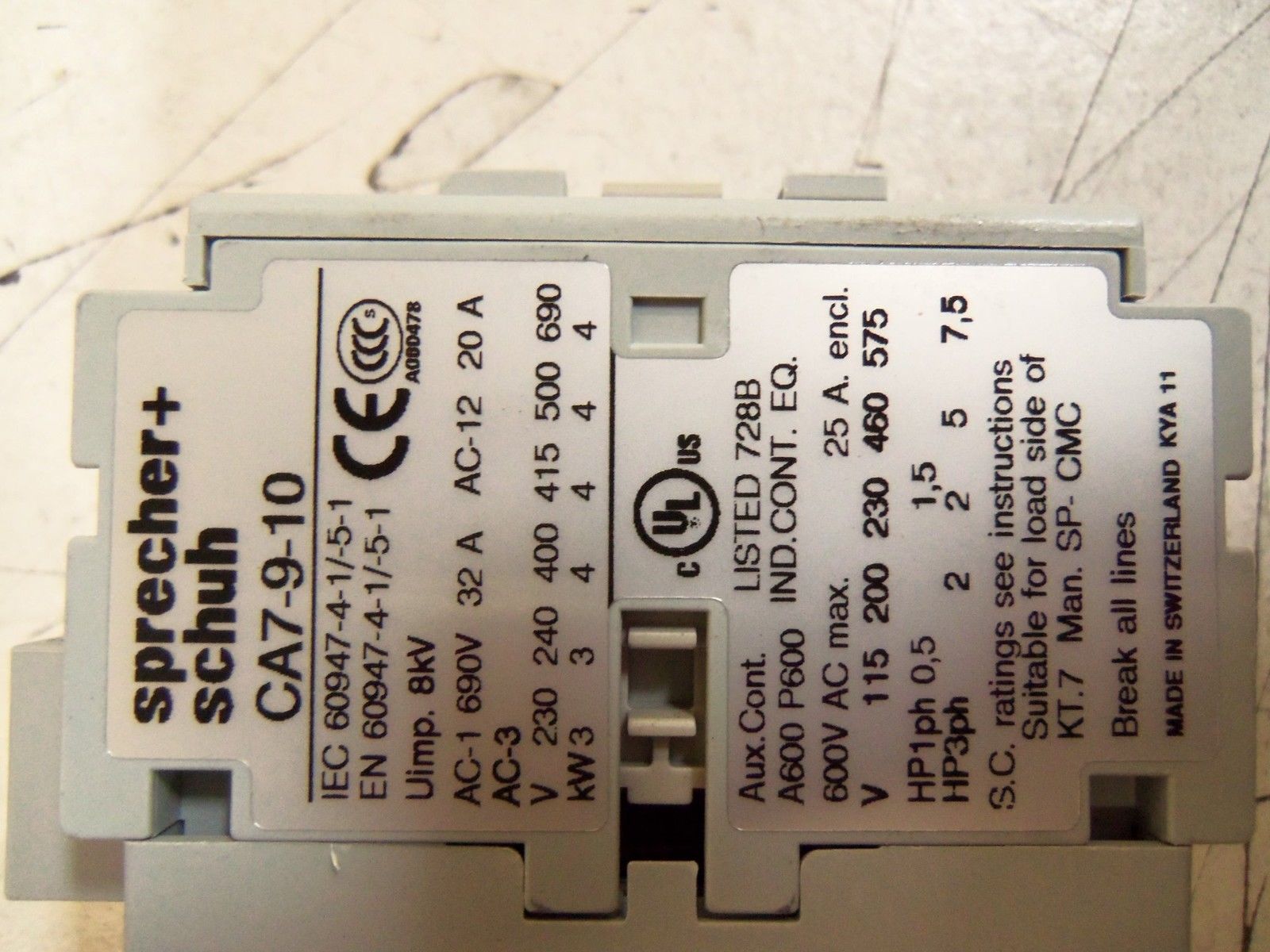 SPRECHER+SCHUH CA7-9-10 CONTACTOR 110/120V *NEW IN BOX*