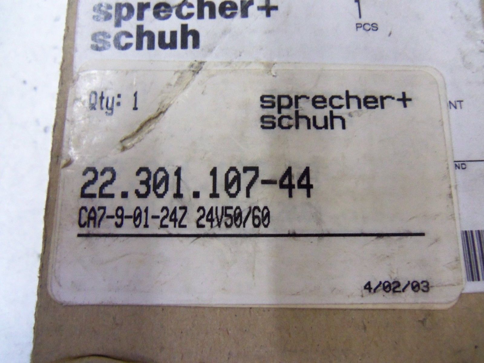 SPRECHER+SCHUH CA7-9-01-24Z 24V50/60 *NEW IN BOX*