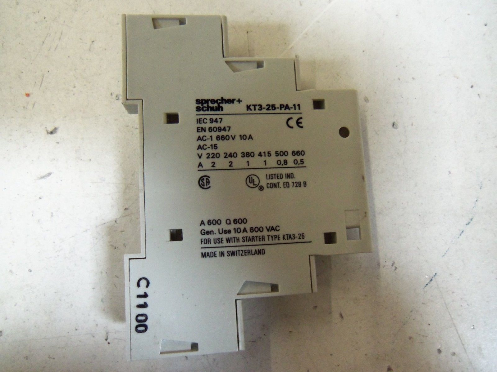 SPRECHER+SCHUH KT3-25-PA-11 AUXILIARY CONTACT *USED*