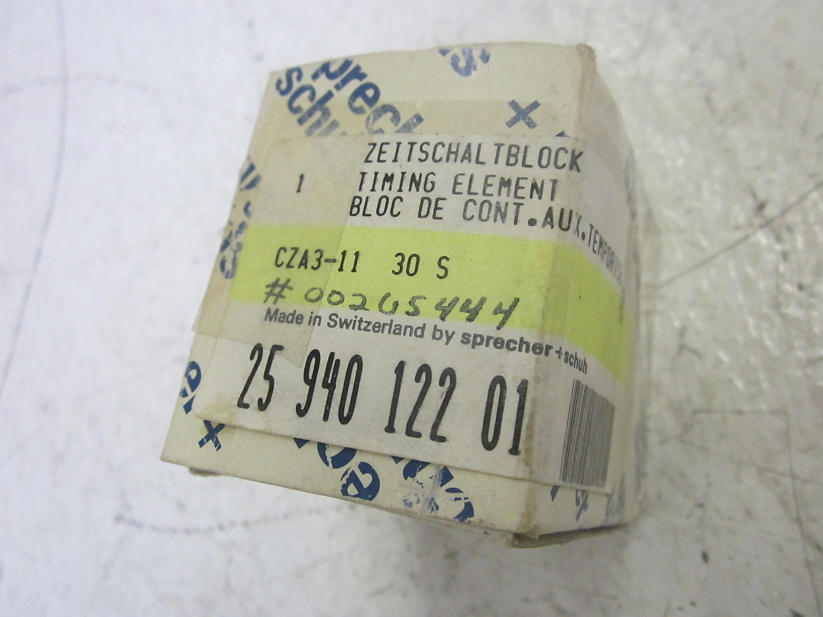 SPRECHNER + SCHUH CZA3-11 OFF DELAY TIMING RELAY *NEW IN BOX*