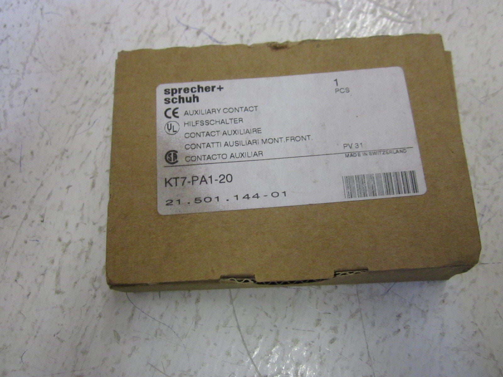 SPRECHNER + SCHUH KT7-PA1-20 600V AUXILIARY CONTACT *NEW IN BOX*
