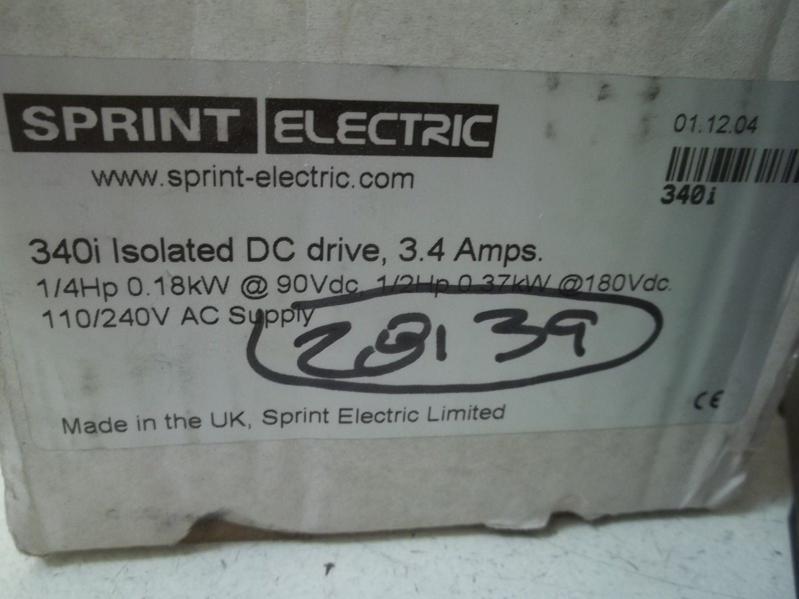 SPRINT ELECTRIC 340I ISOLATED DC DRIVE, 3.4 AMPS *NEW IN A  BOX*