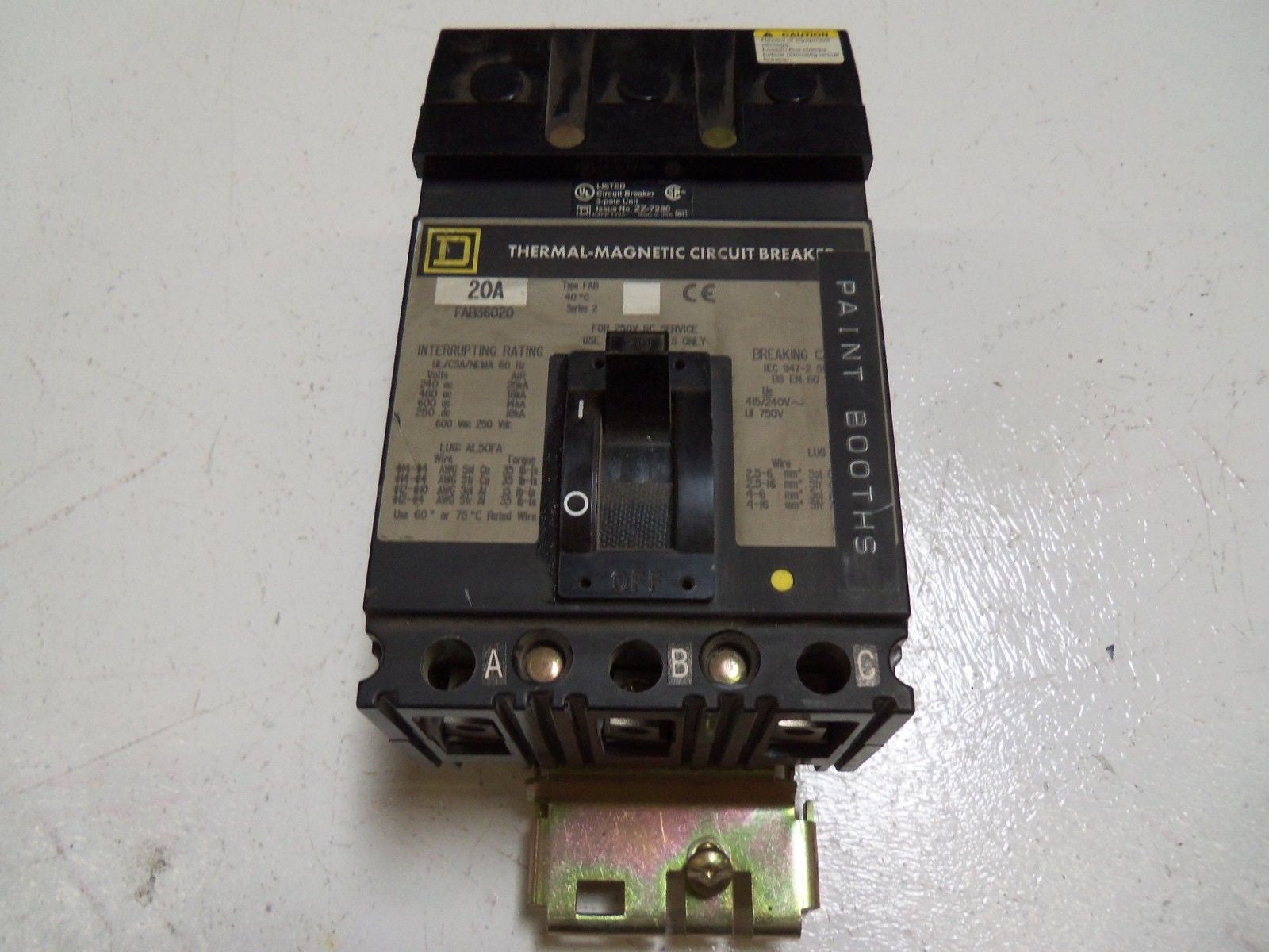 SQUARE-D FAB36020 CIRCUIT BREAKER *USED*
