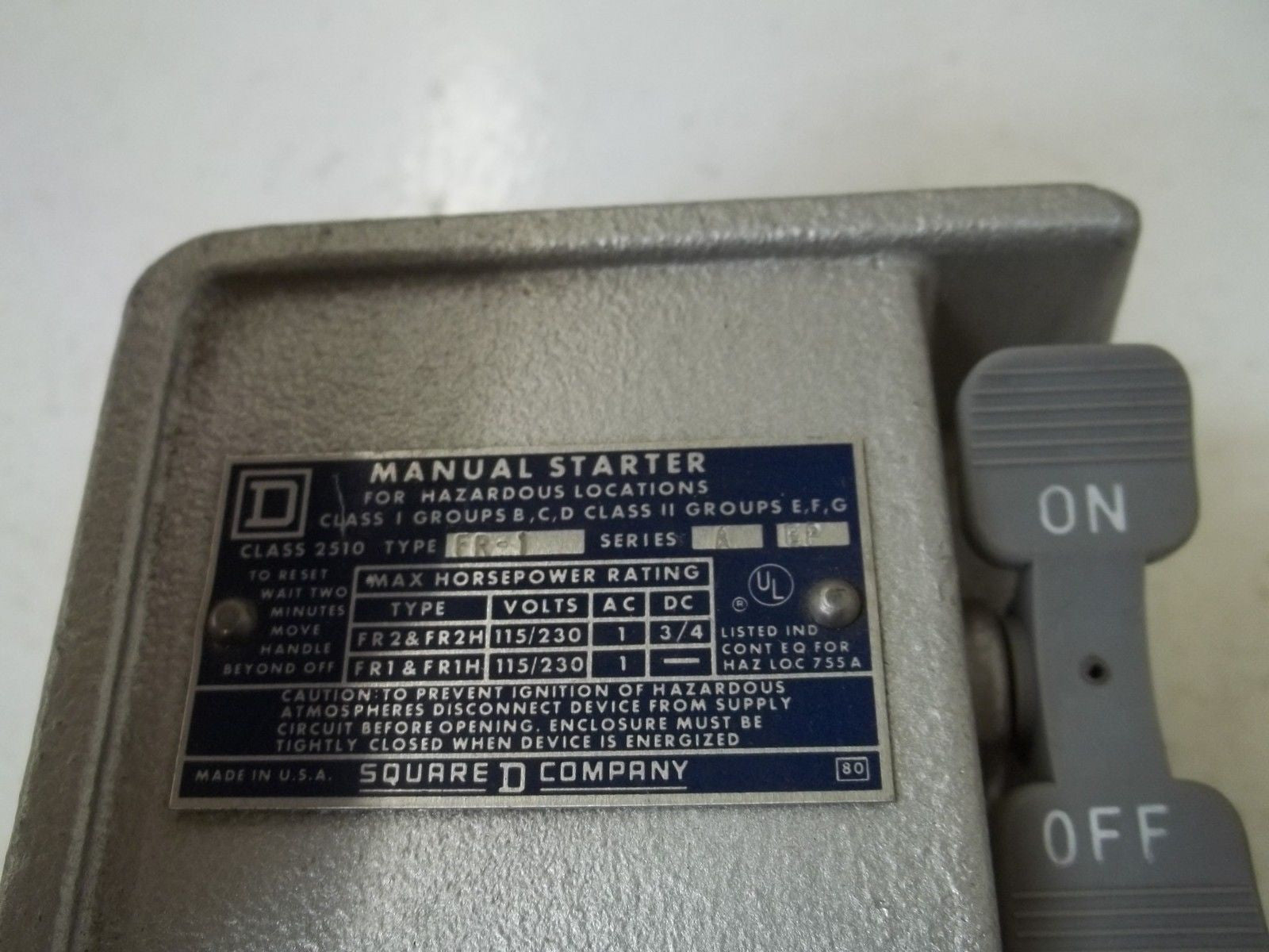 SQUARE D 2510-FR-1 SER.A *USED*