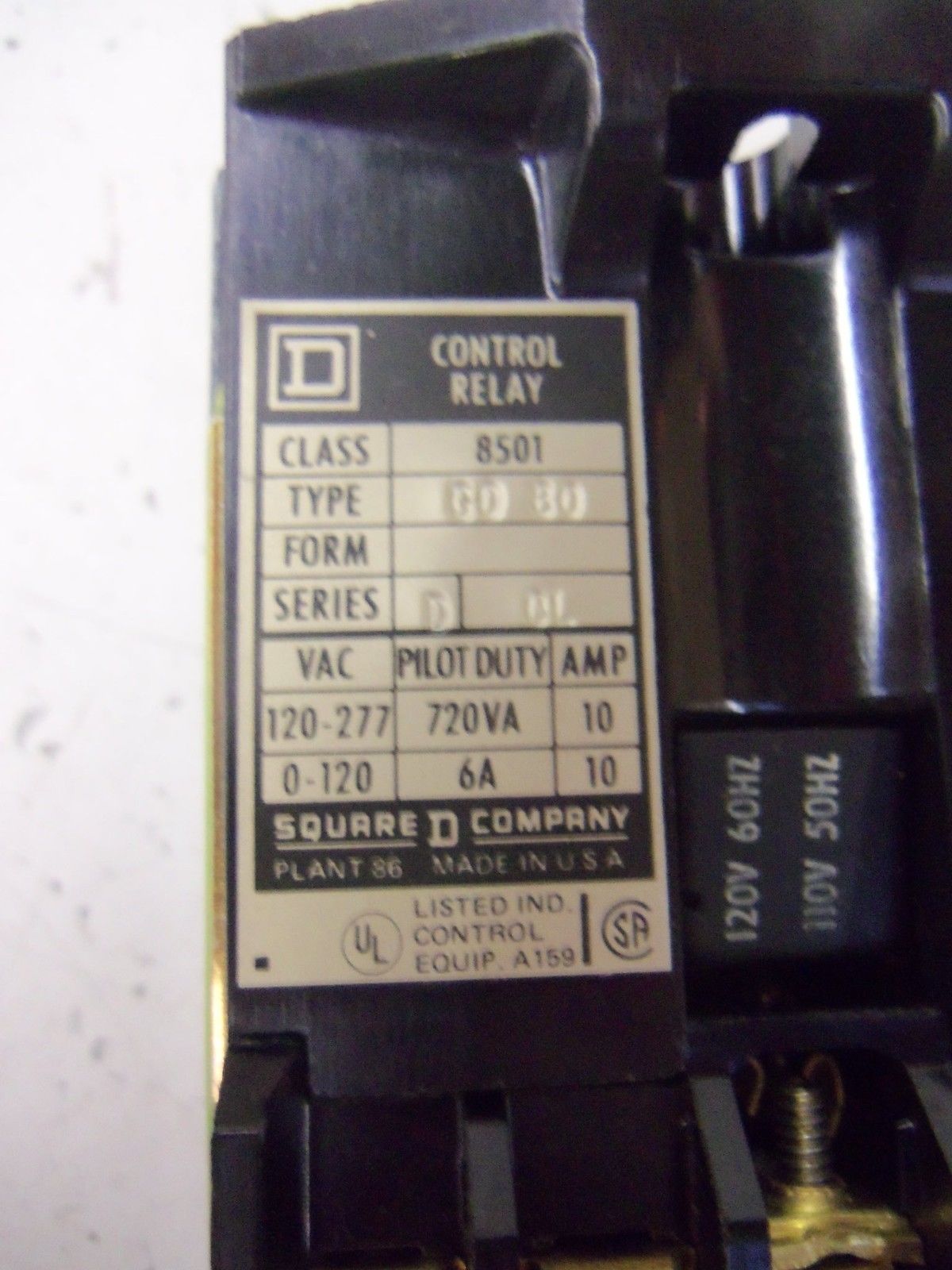 SQUARE D 8501-G0-80 CONTROL RELAY *NEW NO BOX*