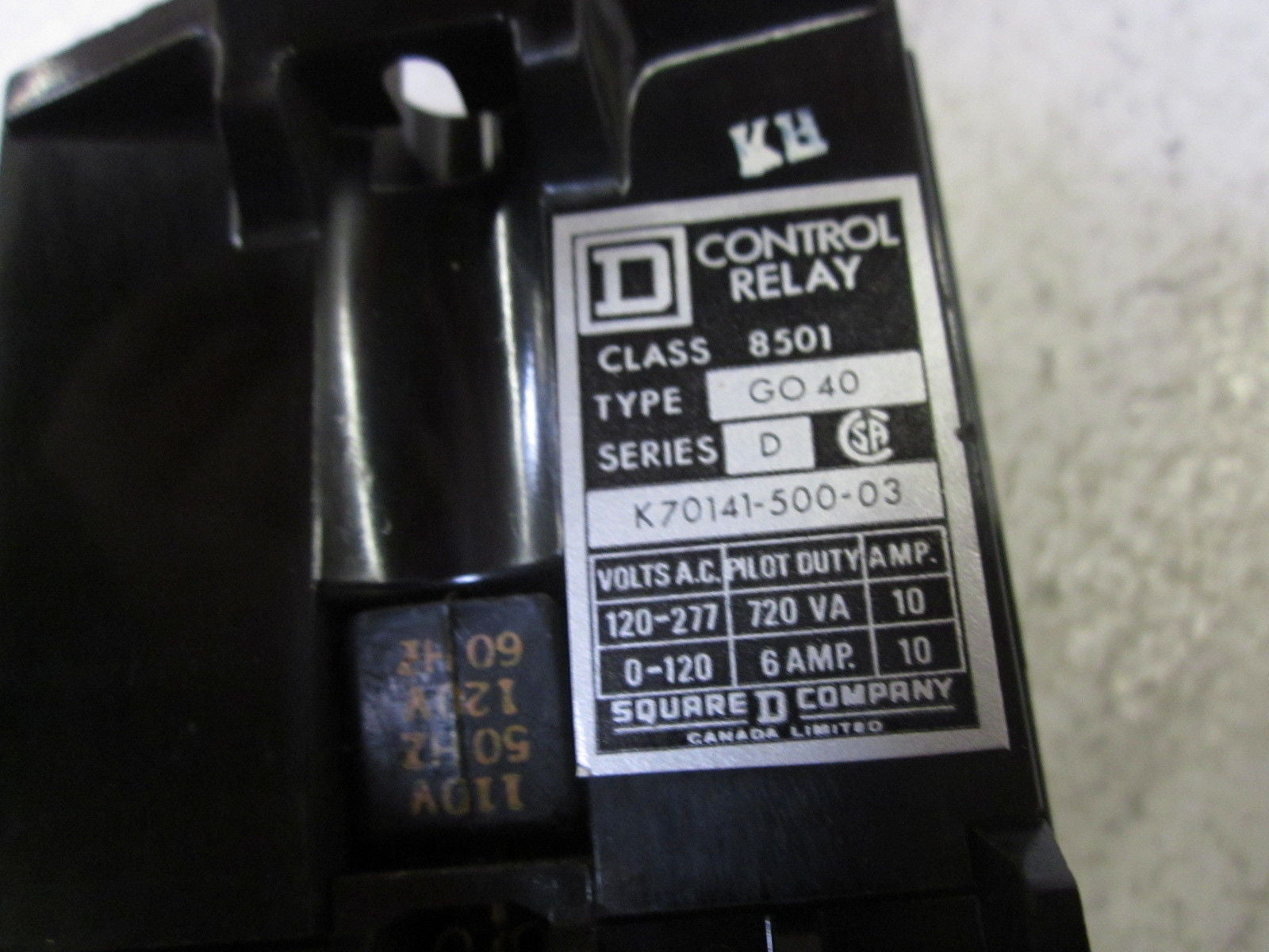 SQUARE D 8501-GO40 SER.D CONTROL RELAY 120V *NEW NO BOX*