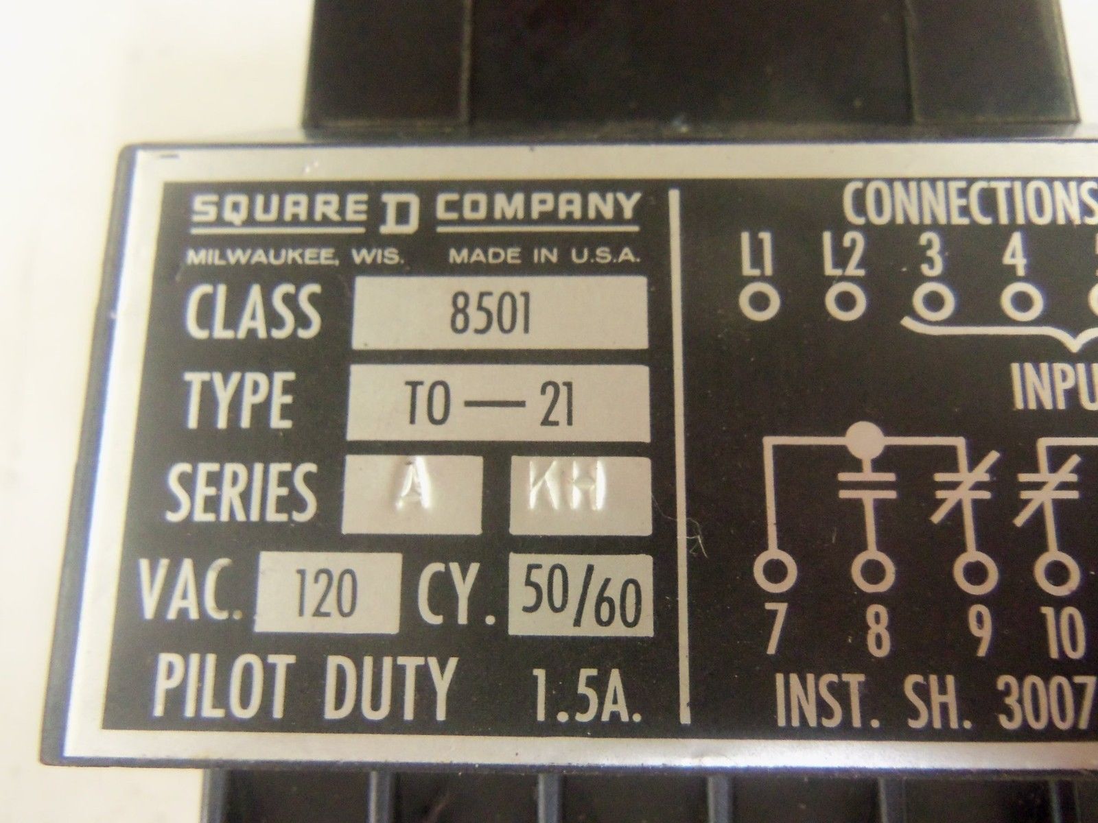 SQUARE D 8501-T0-21 PILOT DUTY RELAY *NEW NO BOX*