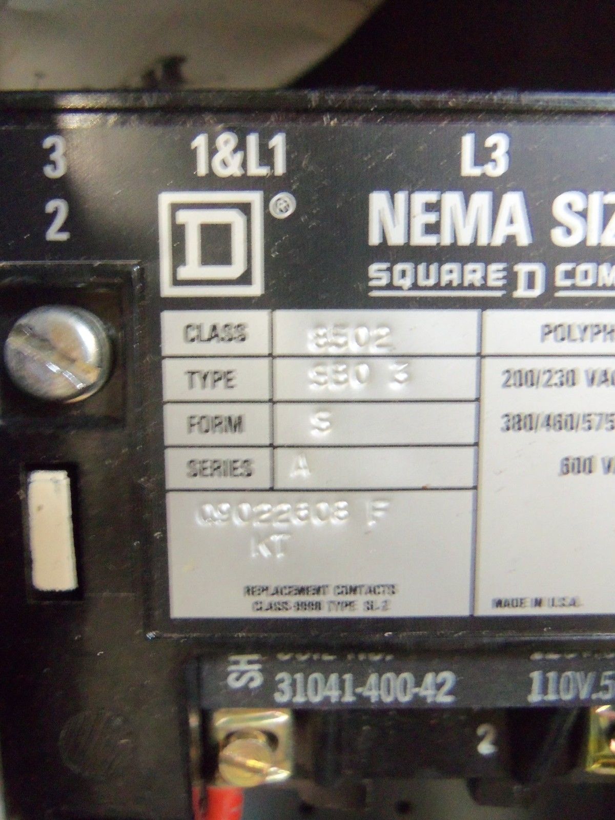 SQUARE D 8502-SBA3 SERIES A *USED*