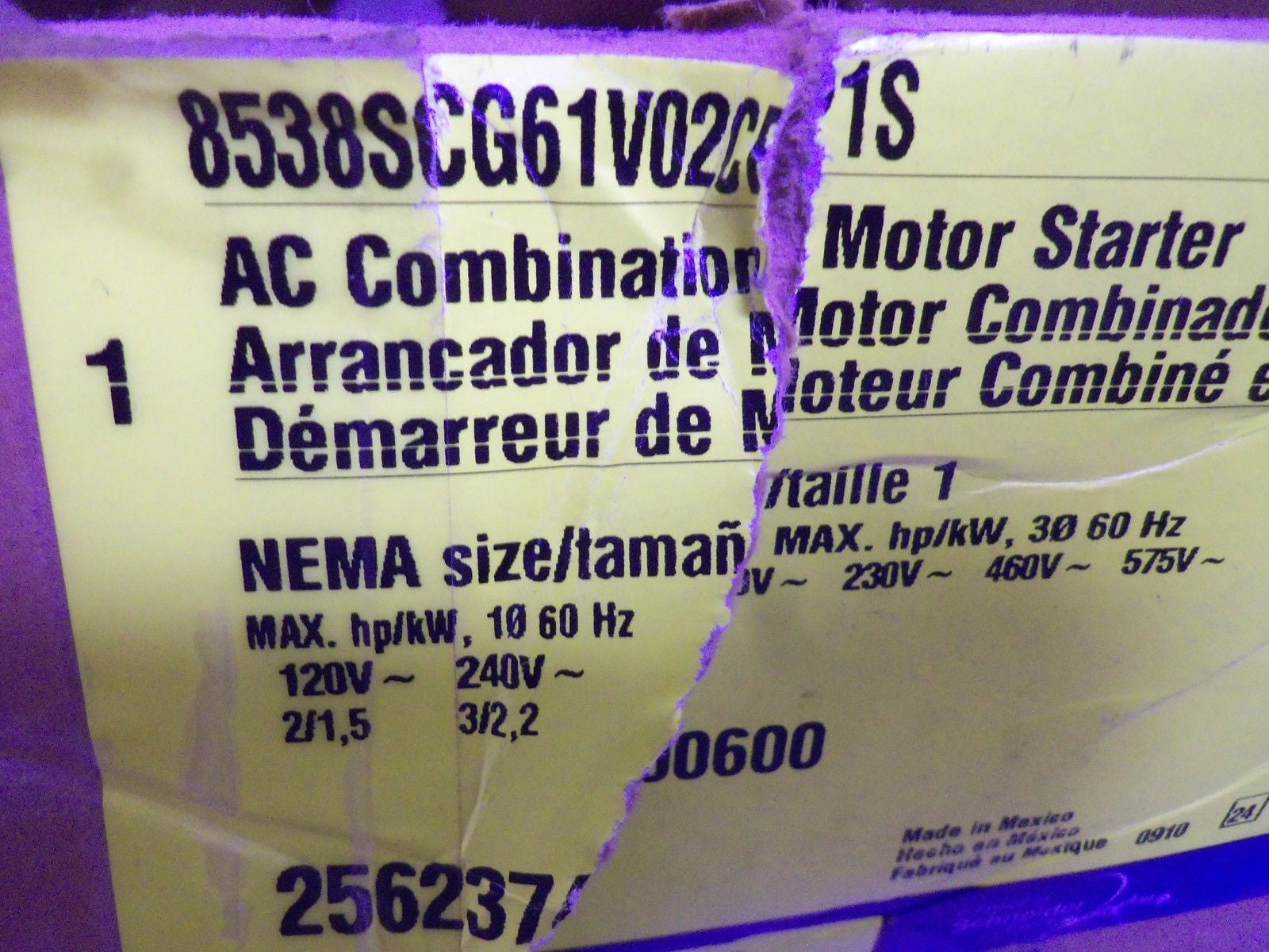 SQUARE D 8538SCG61V02CP1S COMBINATION STARTER *NEW IN BOX*
