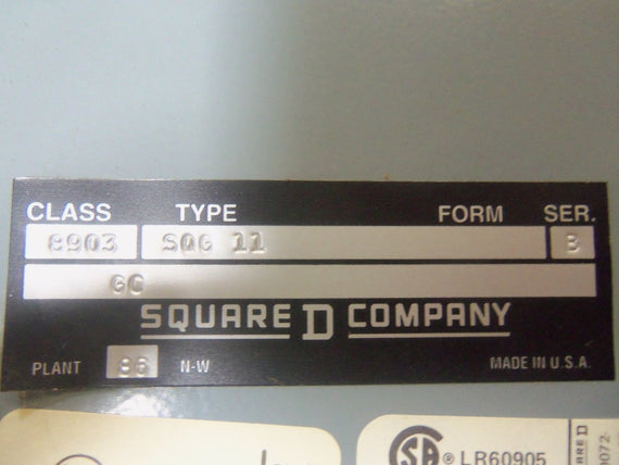 SQUARE D 8903-SQG11 *NEW NO BOX*