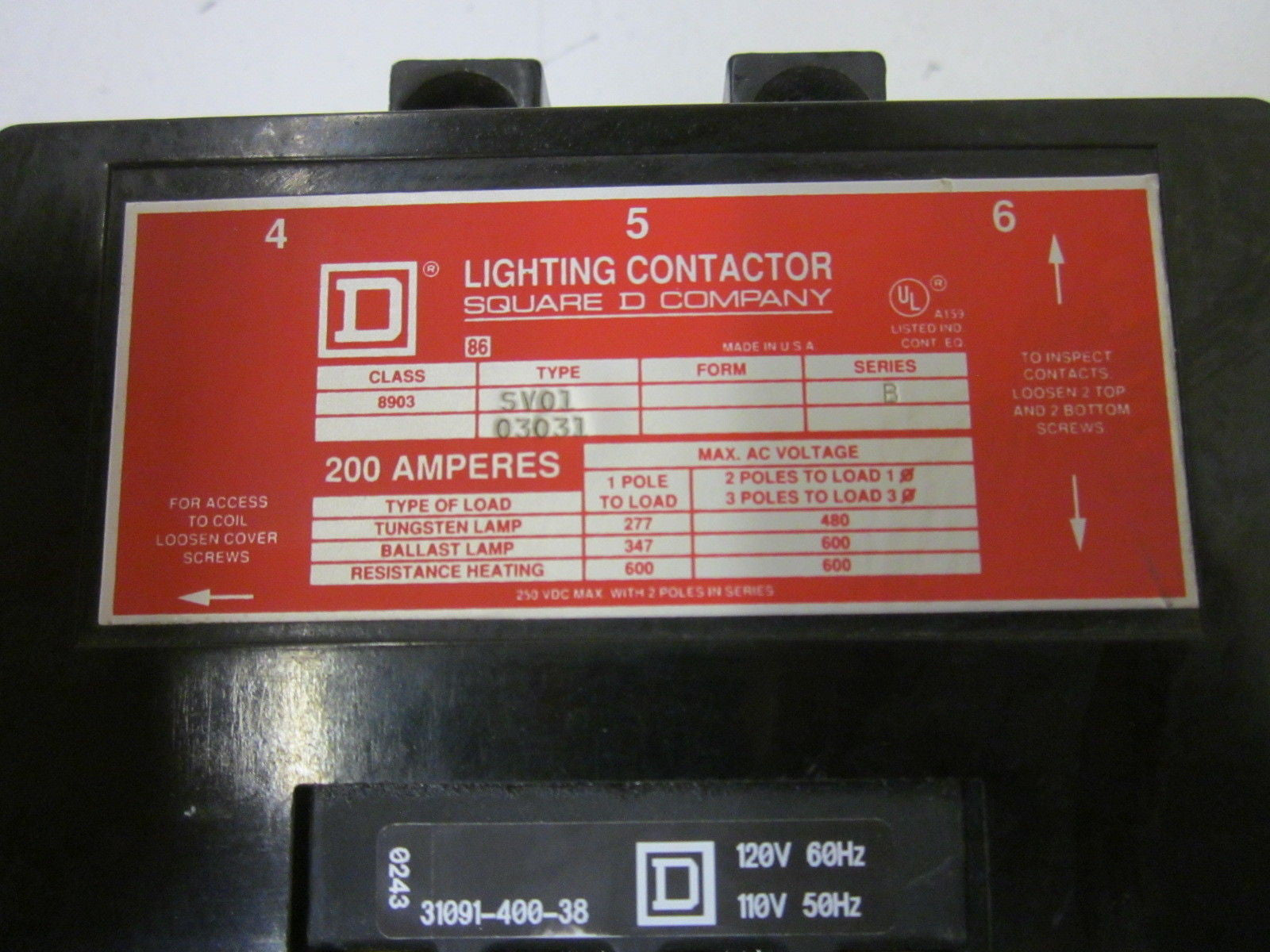 SQUARE D 8903-SV01 LIGHTING CONTACTOR 120V *NEW NO BOX*