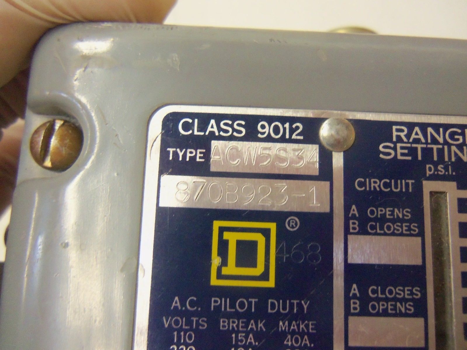 SQUARE D 9012-ACW5S34 *USED*