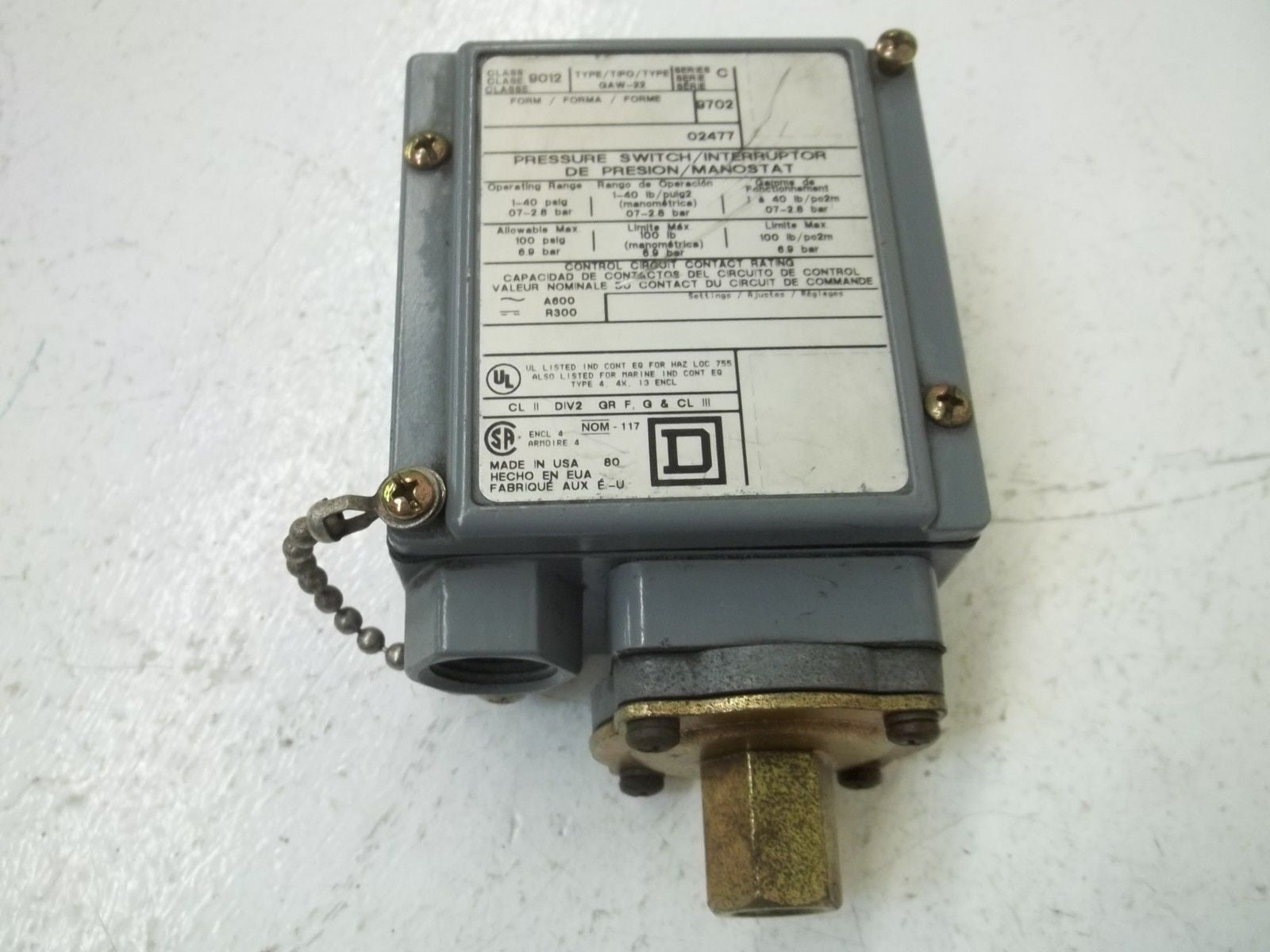 SQUARE D 9012-GAW-22 *USED*