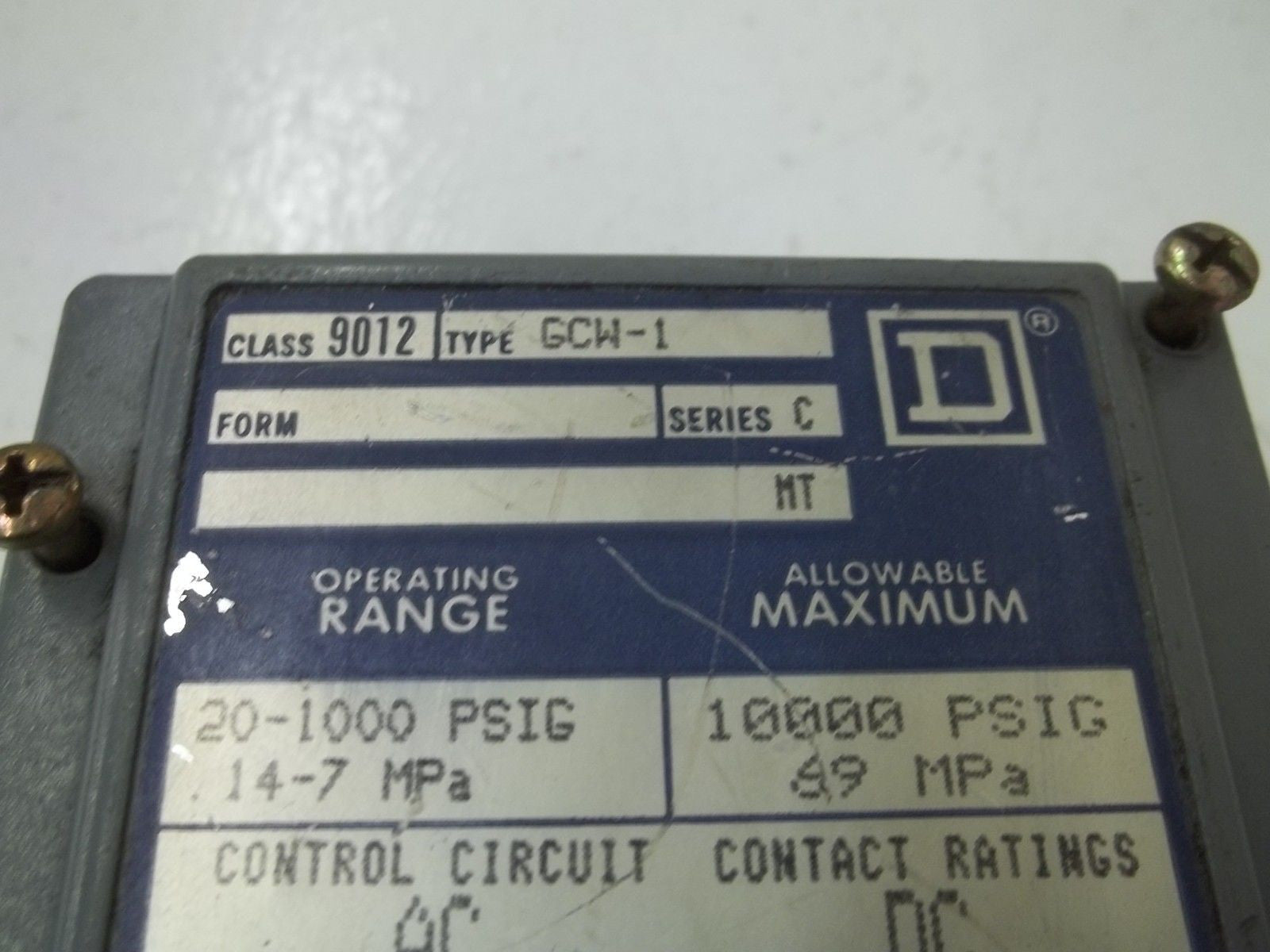 SQUARE D 9012-GCW-1 *USED*
