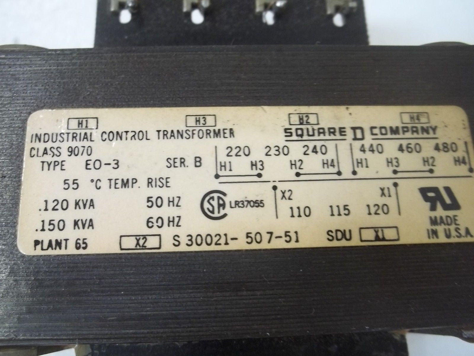 SQUARE D 9070-EO-3 TRANSFORMER  *USED*