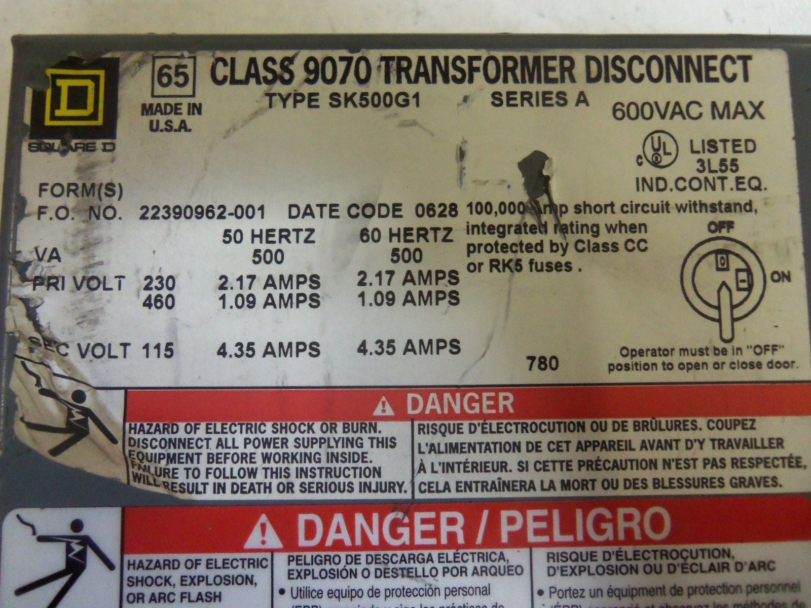 SQUARE D 9070-SK500G1 *NEW NO BOX*