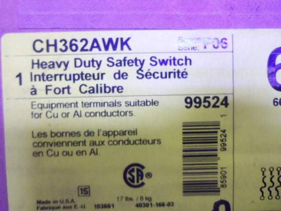 SQUARE D CH362AWK HEAVY DUTY SAFETY SWITCH *NEW IN BOX*