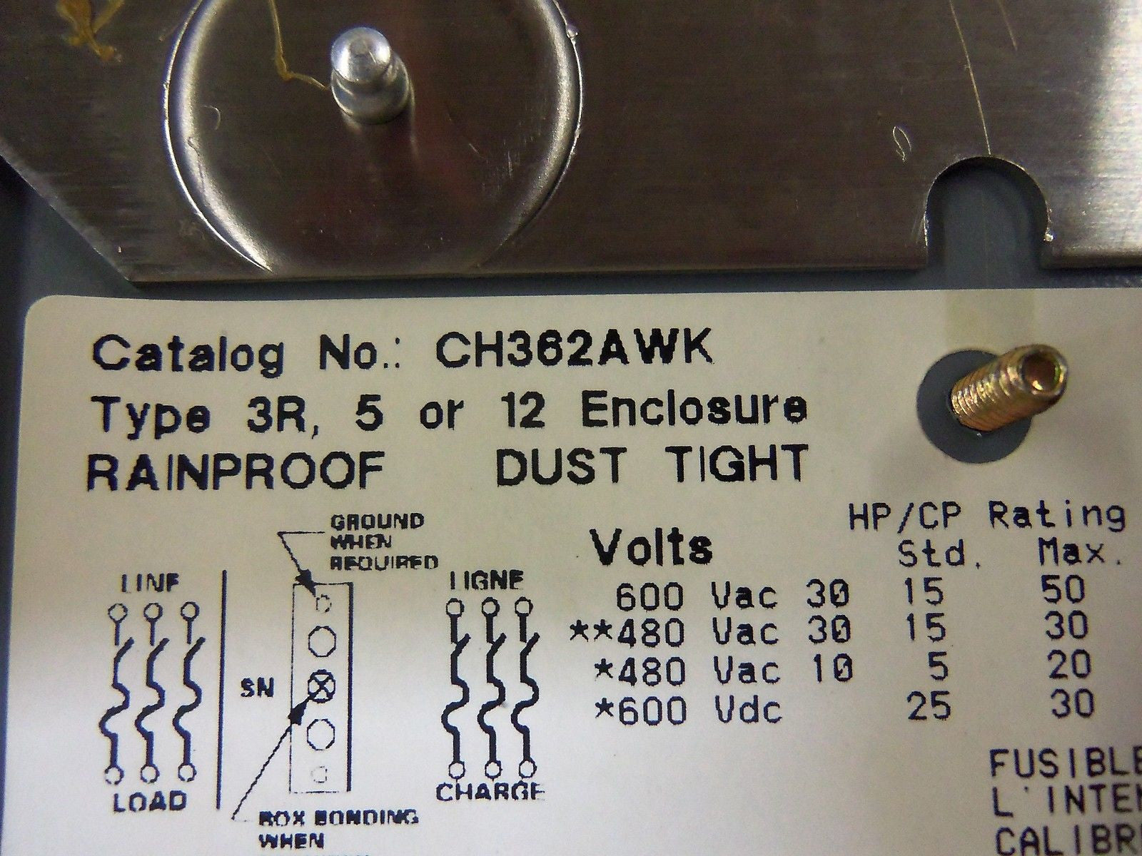 SQUARE D CH362AWK SAFETY SWITCH *USED*