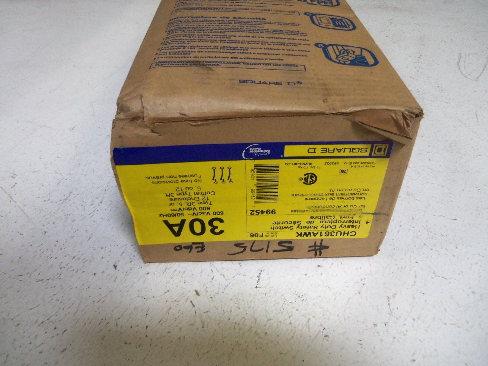 SQUARE D CHU361AWK SAFETY SWITCH *SEALED*
