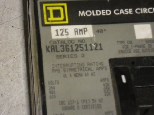 SQUARE D KAL361251121 CIRCUIT BREAKER 125A *NEW NO BOX*