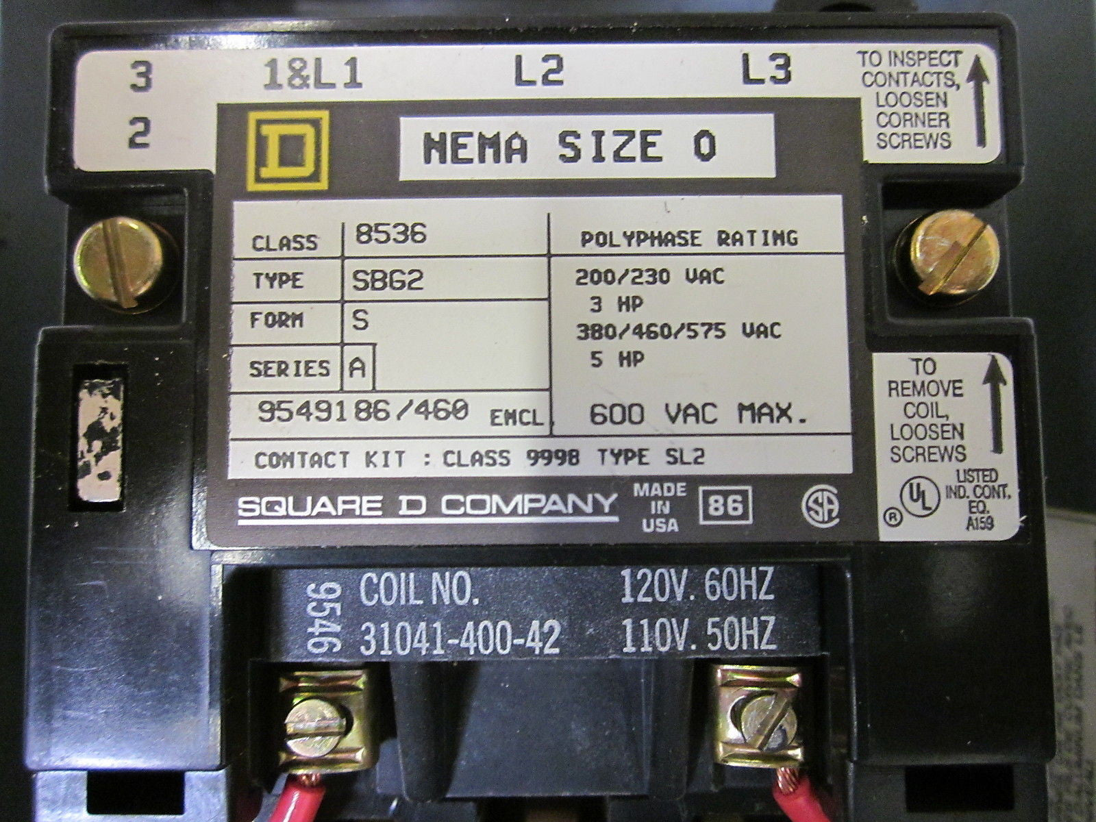 SQUARE D 8536-SBG2S MAGNETIC MOTOR STARTER WITH ENCLOSURE *USED*