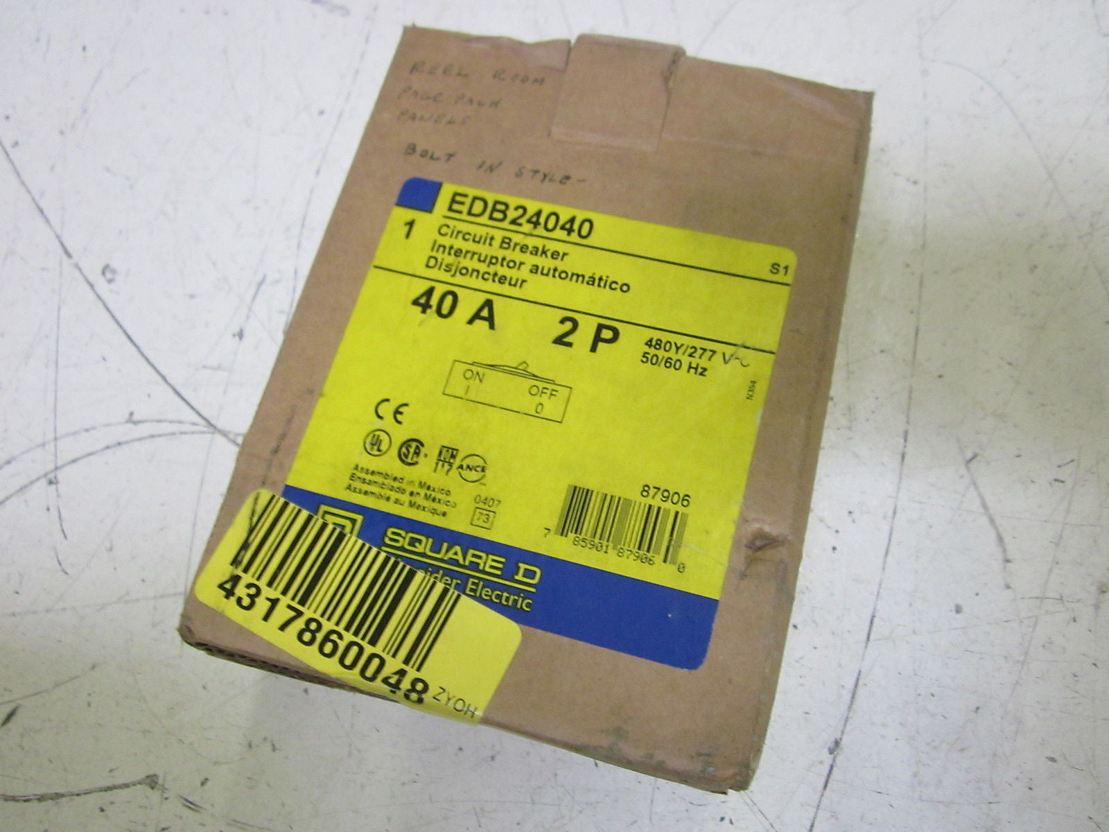 SQUARE D EDB24040 CIRCUIT BREAKER 40A 2P 277V *NEW IN BOX*