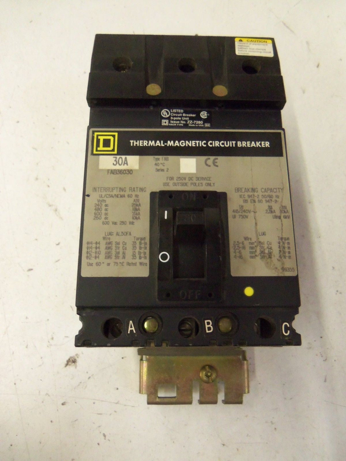 SQUARE D FAB36030 CIRCUIT BREAKER *USED*