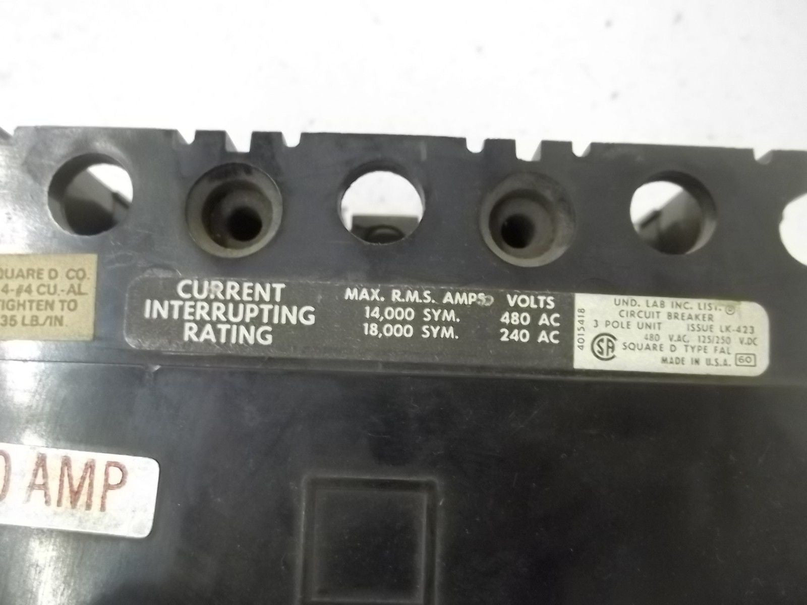 SQUARE D FAL-34030 CIRCUIT BREAKER *USED*
