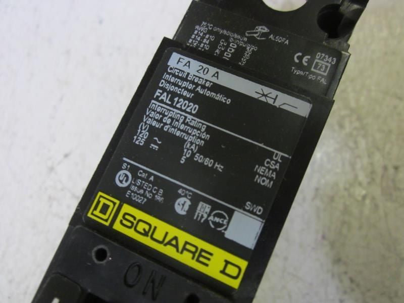 SQUARE D FAL12020 20A 1P CIRCUIT BREAKER *NEW IN BOX*