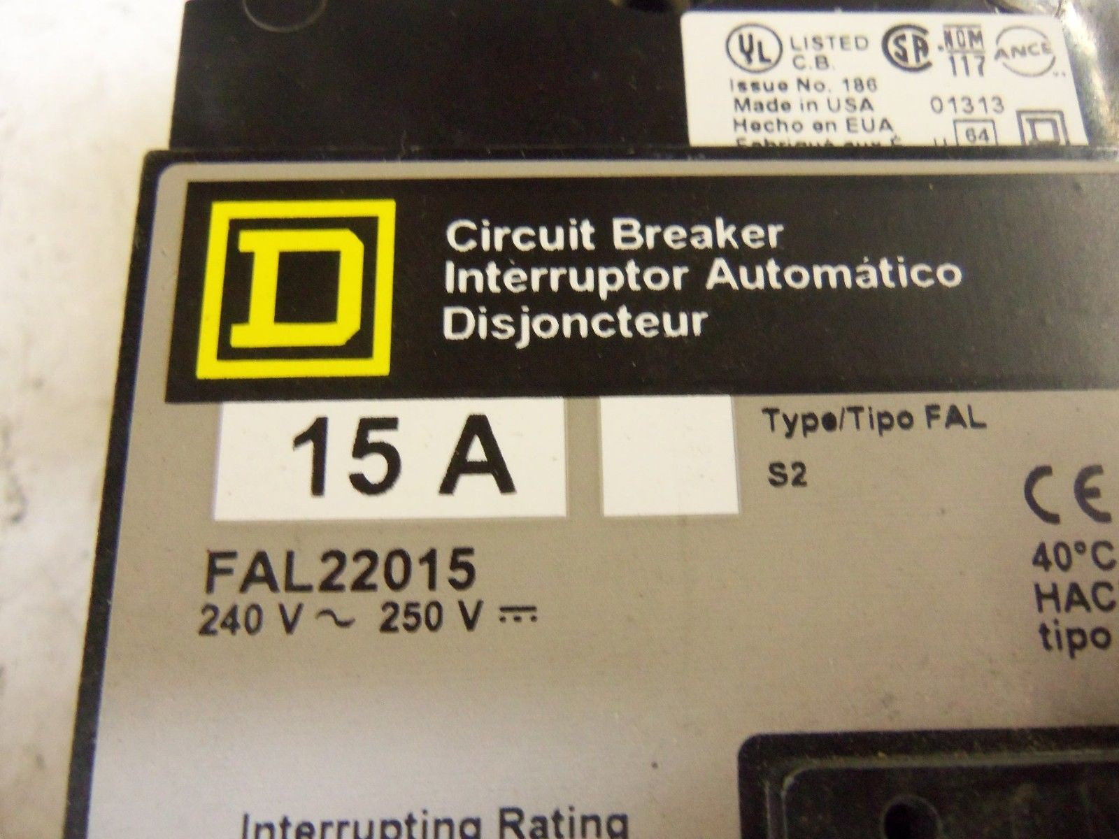 SQUARE D FAL22015 CIRCUIT BREAKER *NEW NO BOX*