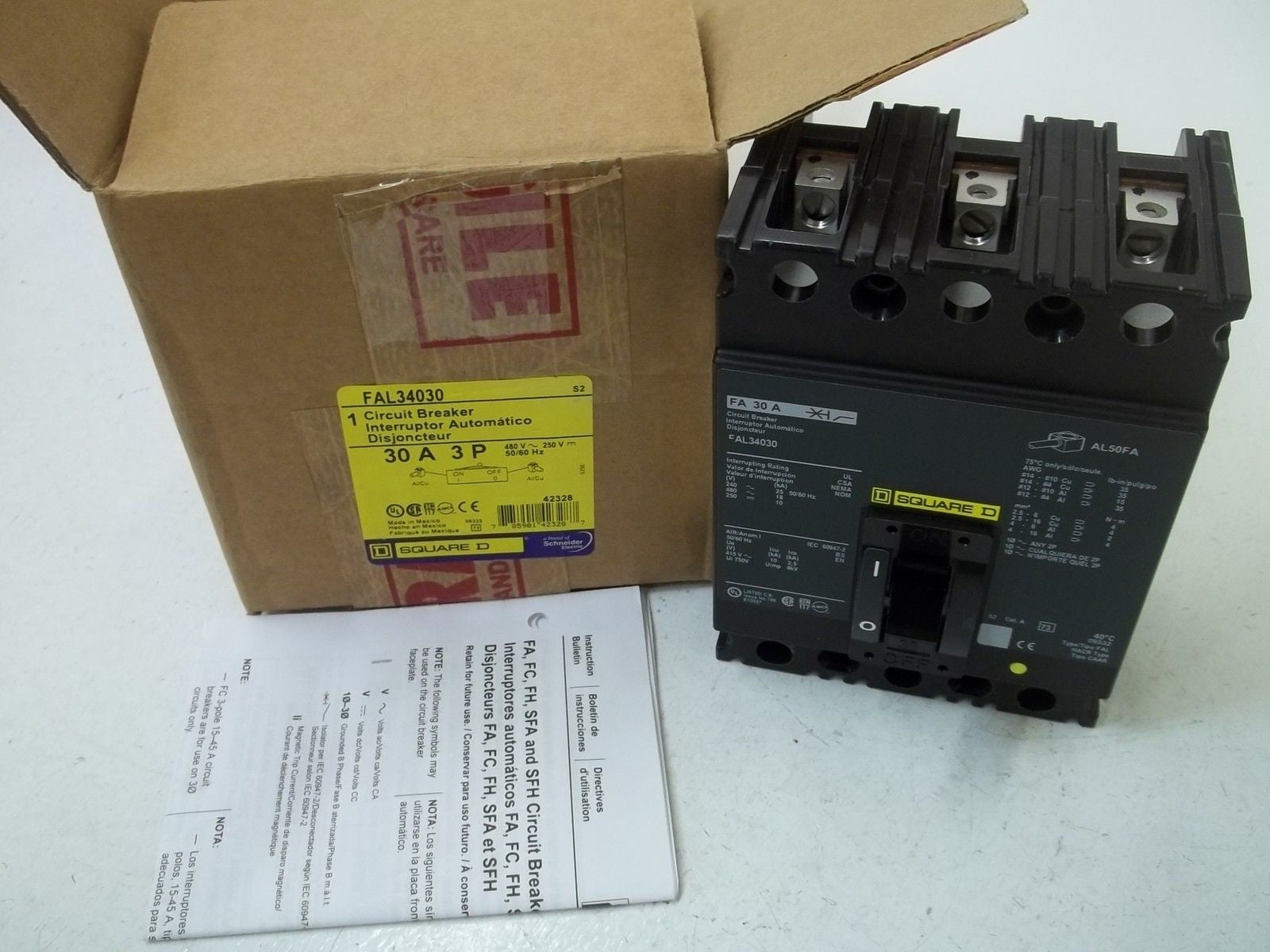 SQUARE D FAL34030 CIRCUIT BREAKER *NEW IN BOX*