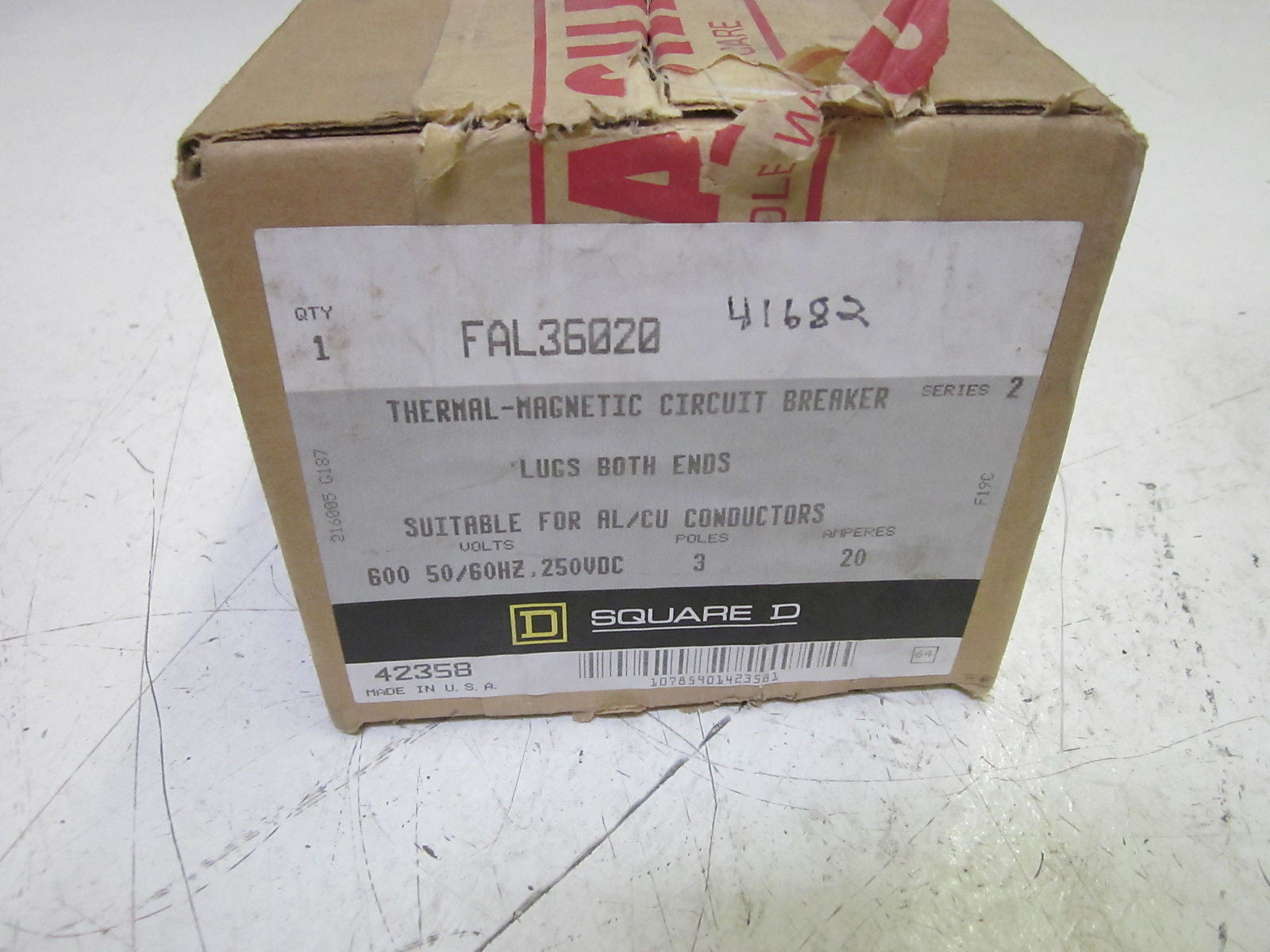 SQUARE D FAL36020 CIRCUIT BREAKER 3P 20A 600V *NEW IN BOX*