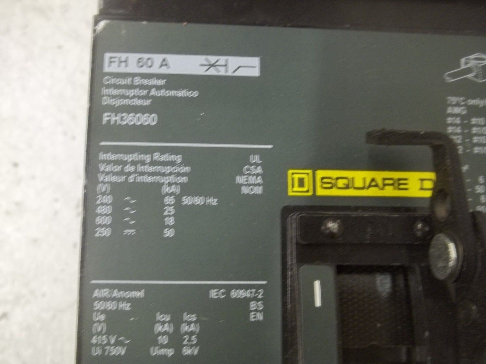 SQUARE D FH36060 CIRCUIT BREAKER *NEW NO BOX*