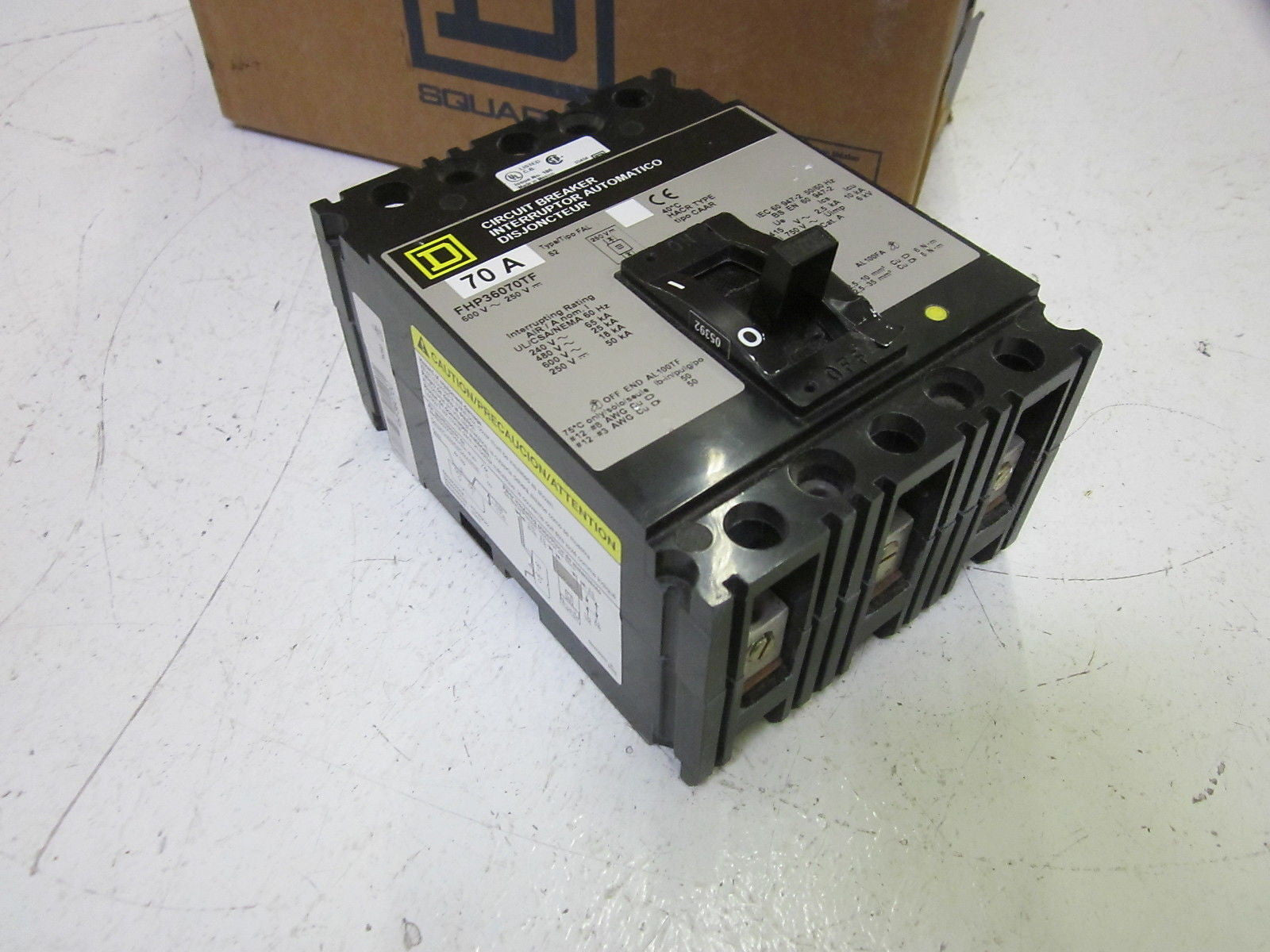 SQUARE D FHP36070TF CIRCUIT BREAKER 70A 600V *USED*