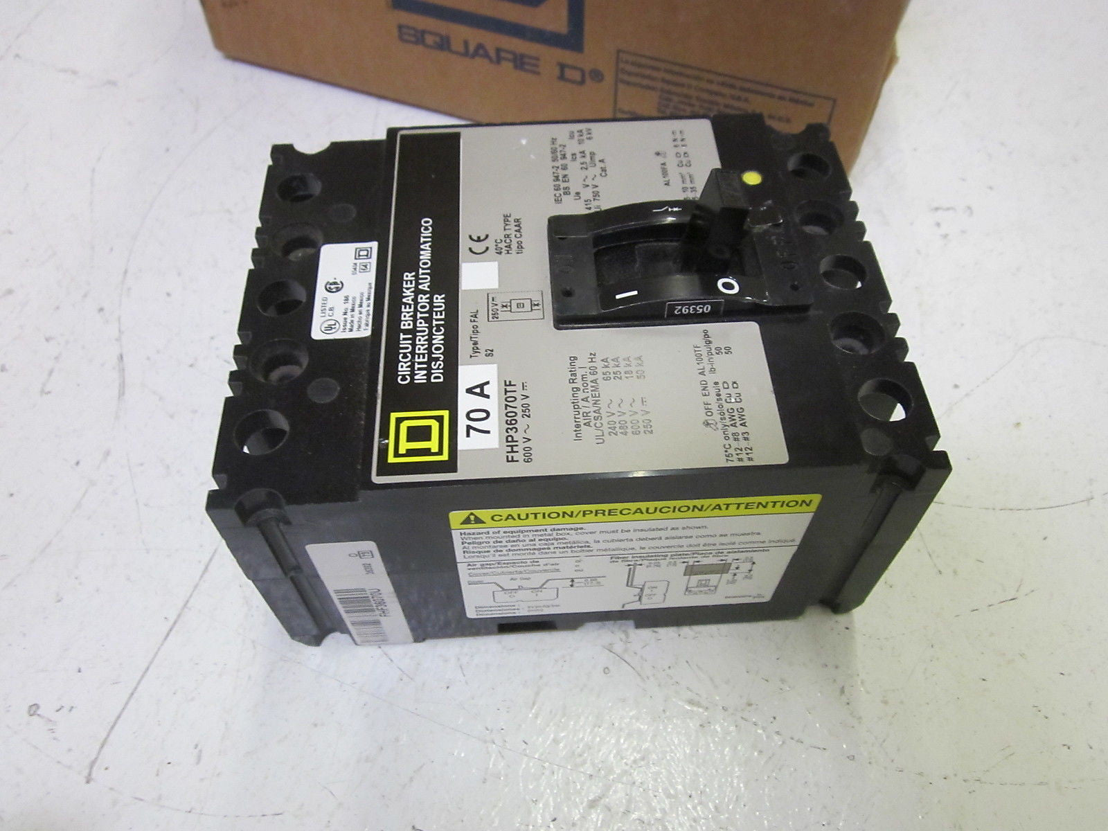 SQUARE D FHP36070TF CIRCUIT BREAKER 70A 600V *USED*