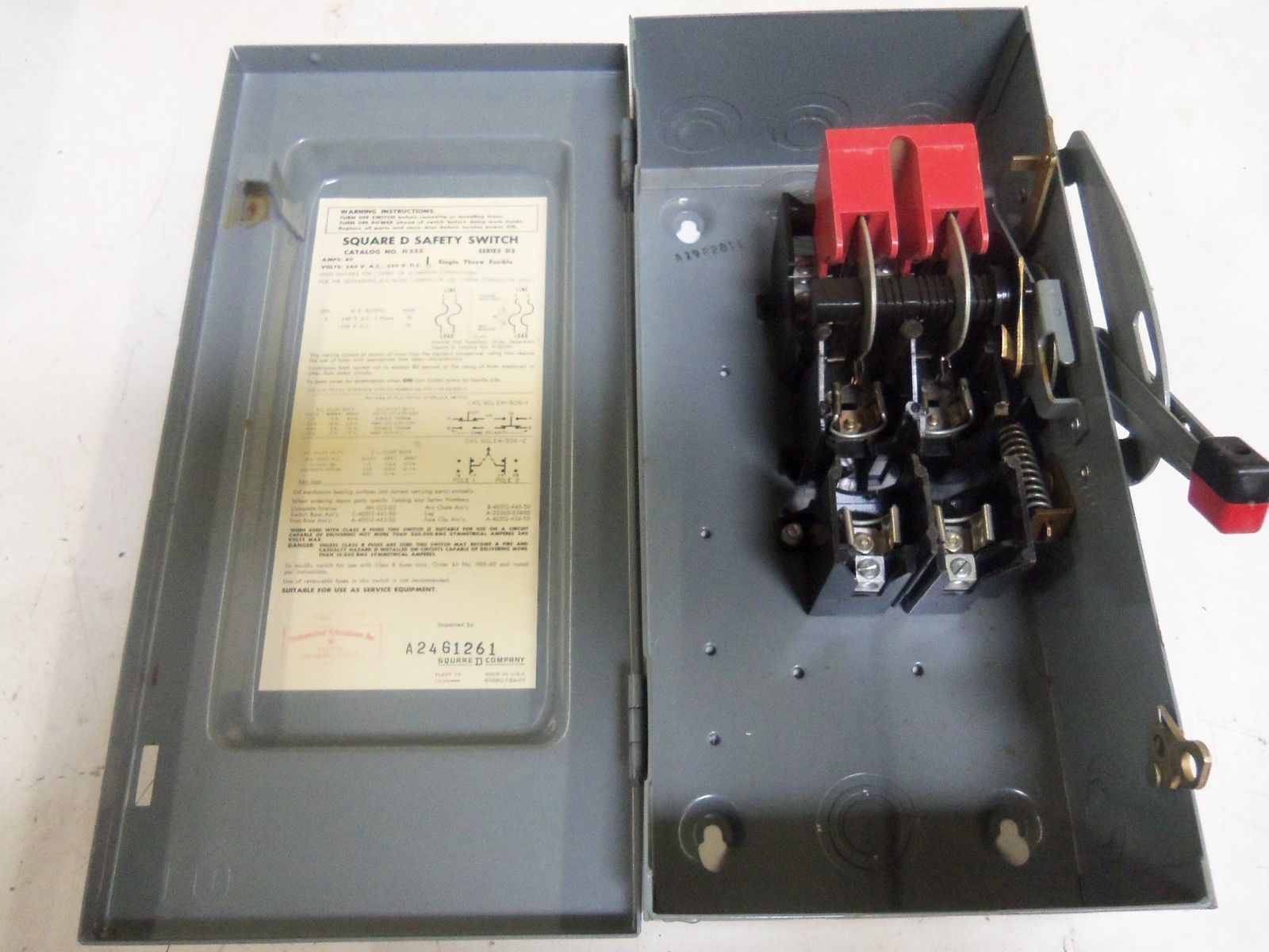 SQUARE D H222 SAFETY SWITCH 60A 240V *NEW NO BOX*