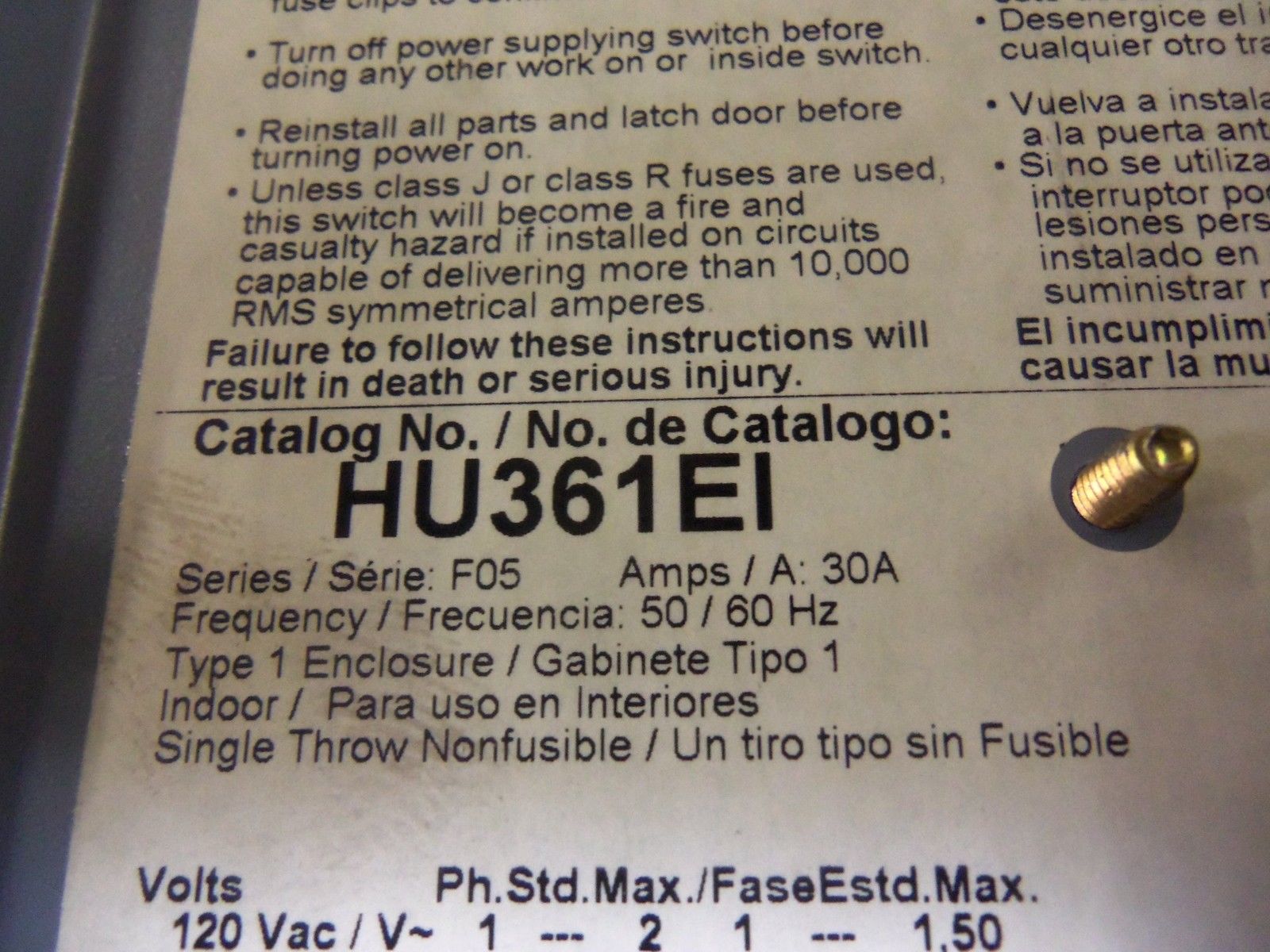 SQUARE D HU361EI *USED*