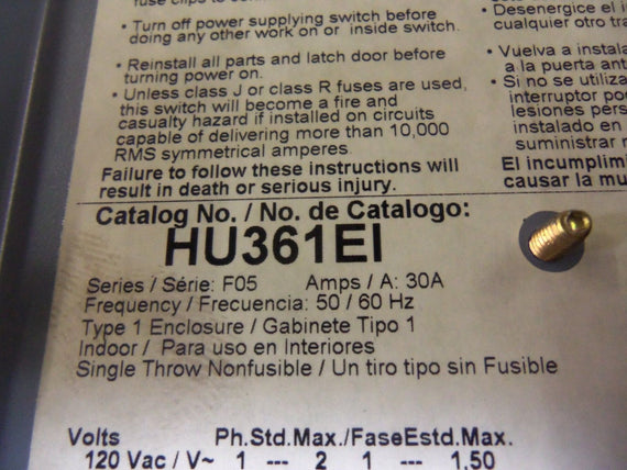 SQUARE D HU361EI *USED*